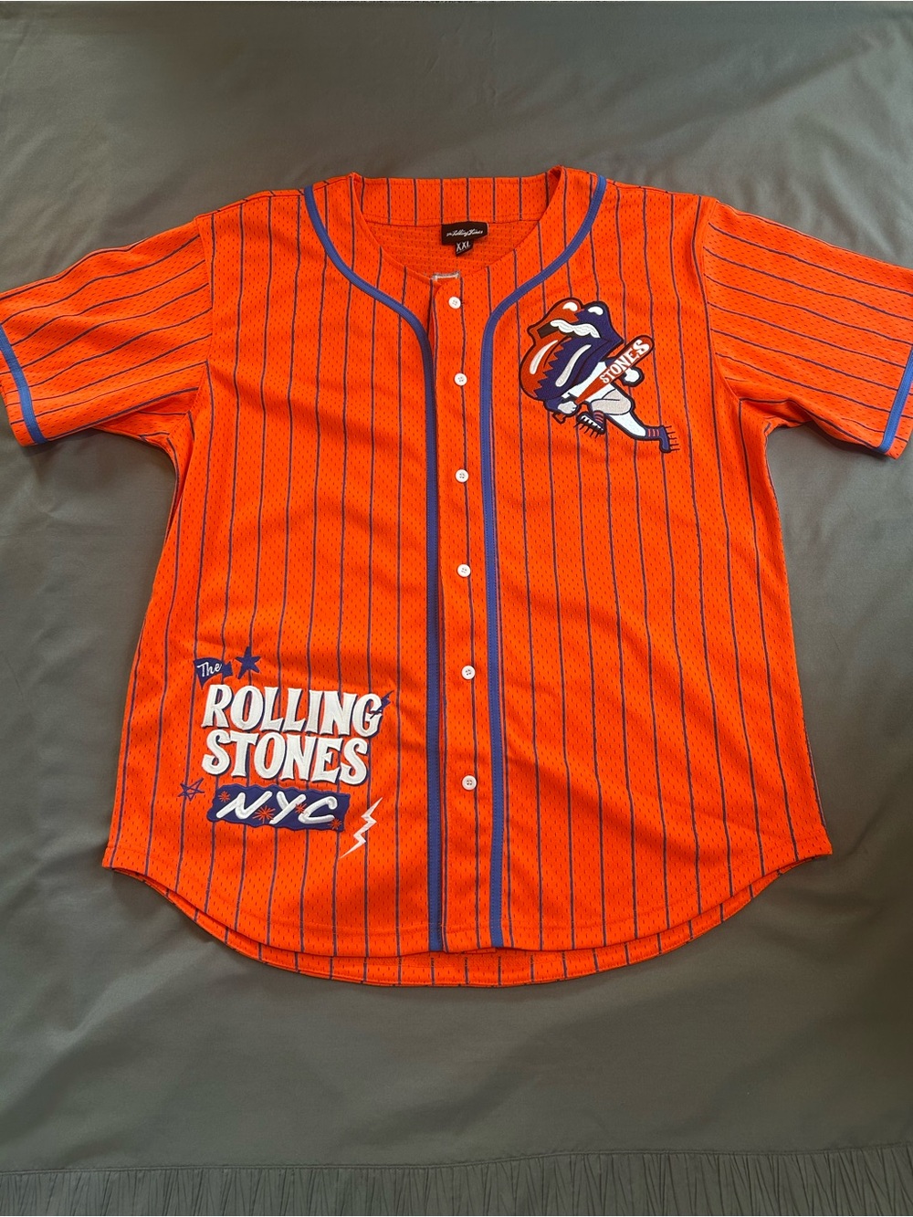 Authentic Rolling Stones / Rolling Stones NYC Stitched Baseball Jersey LIKE NEW